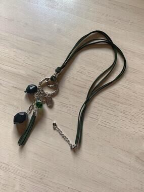 Cato Forest Green Charm & Tassel Necklace